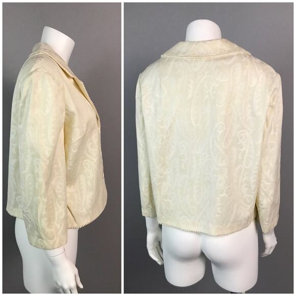 NWT 1960s Off White Paisley Button up Blazer Shirt Jacket / Small - Picture 3 of 4